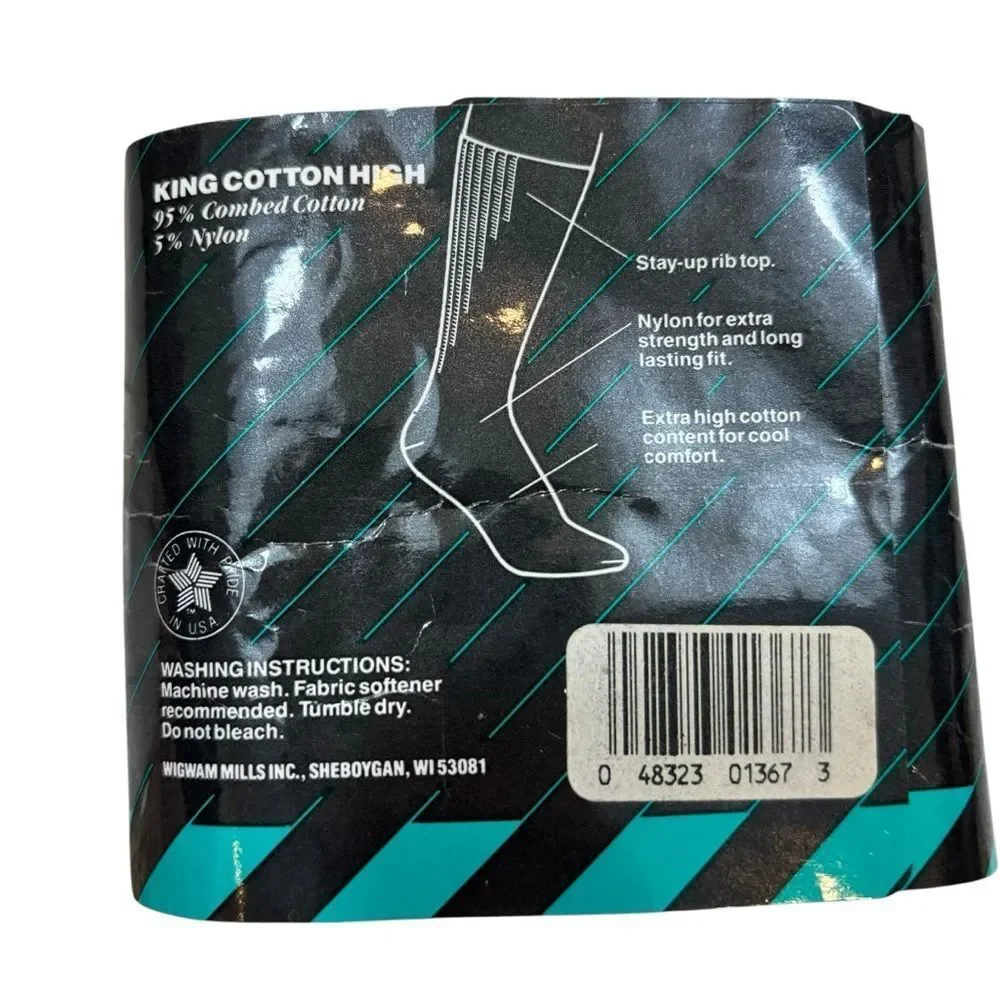 Brand new in Package Vintage Wigwam King Cotton High Sport‎ Socks White